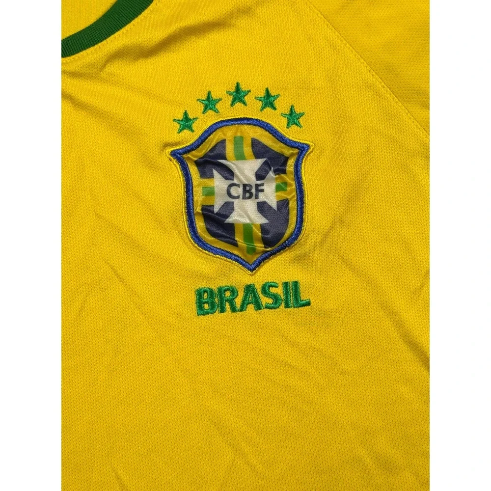 Nike Brazil National Team Soccer Jersey Kids Large Yellow Green CBF Dri-FIT